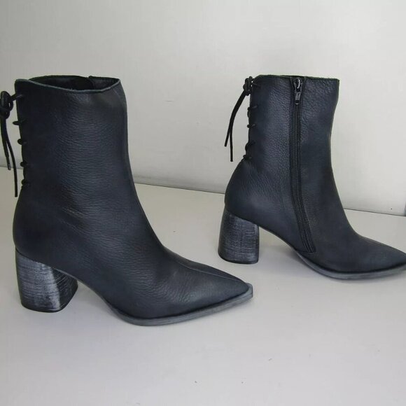 NEW FREE PEOPLE Livia Boots Pointed Toe Side Zip Backlace Faded Black Size 7 - Picture 2 of 8